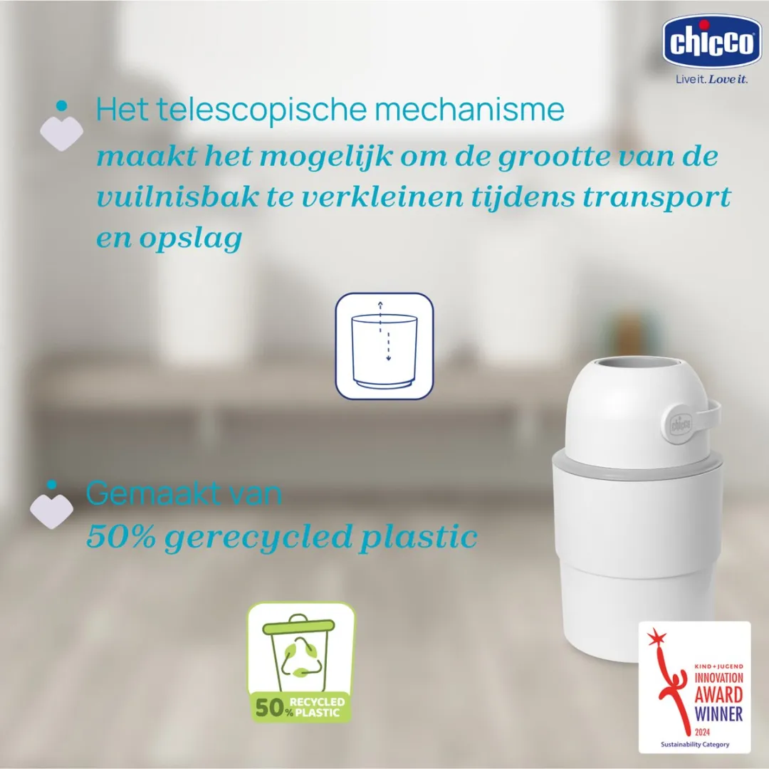 Chicco Odour Off Telescopische Luieremmer 35L - Wit