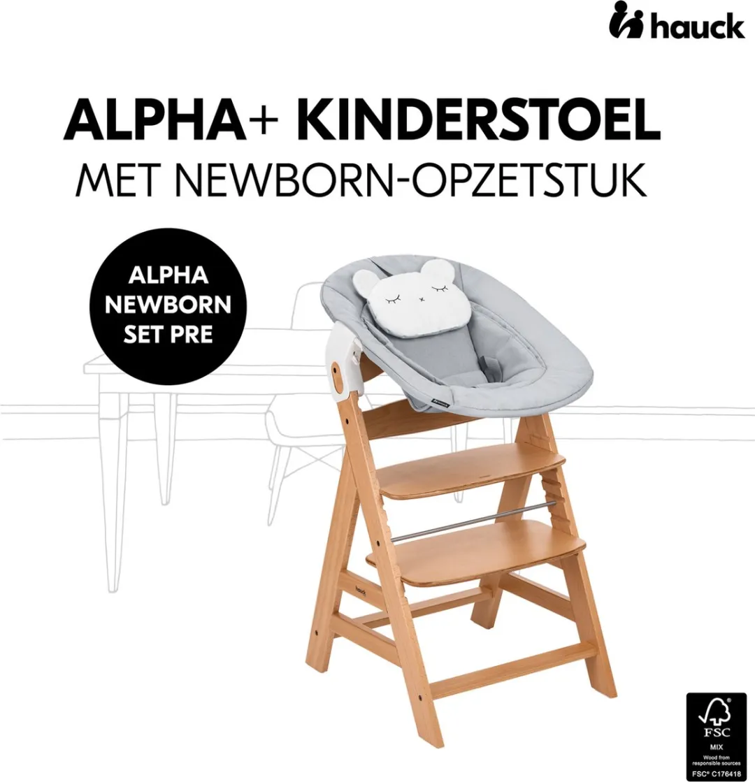 Hauck Alpha Kinderstoel Nature Grey - Newborn Set