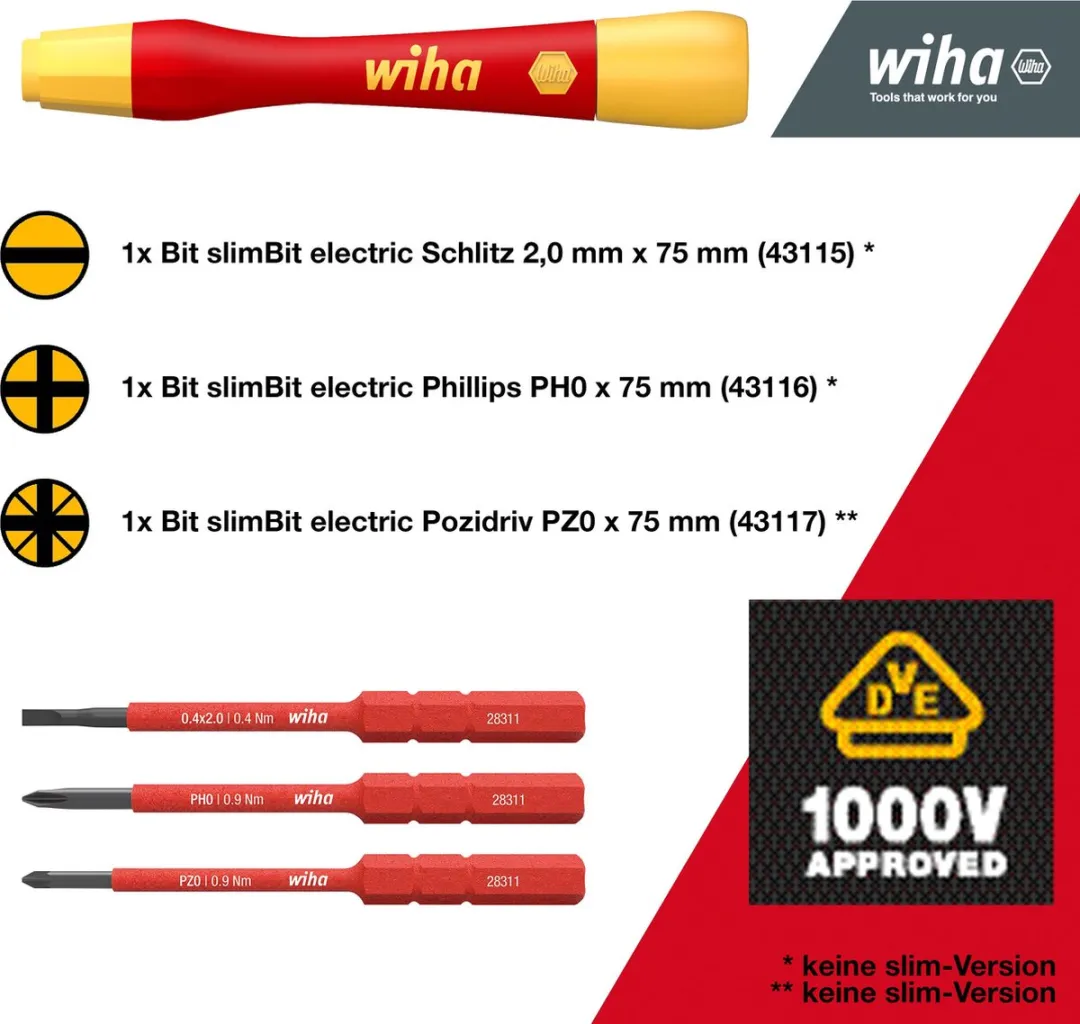 Wiha Fijnschroevendraaierset PicoFinish slimVario SB28310401 - 4-delig