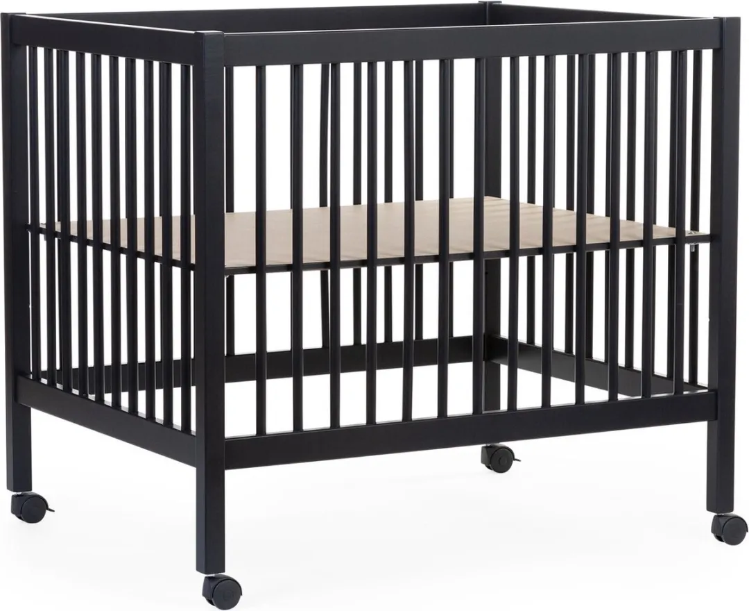 Childhome Park 97 Box met wieltjes - Hout - 0 tot 36m - Zwart - 98 x 78 x 82 cm