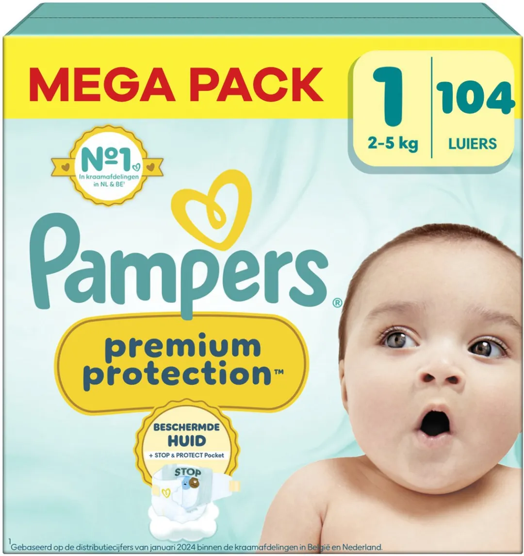 Pampers Premium Protection Luiers Maat 1 104 Stuks