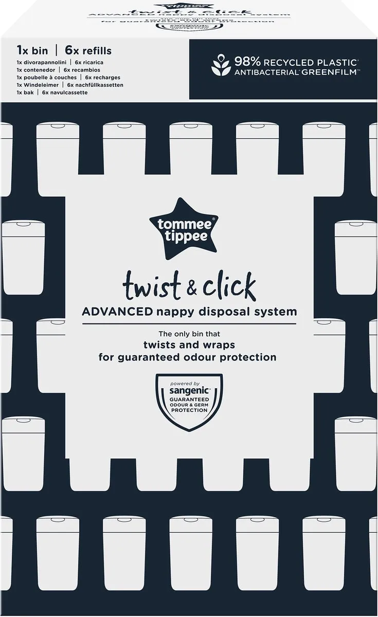 Tommee Tippee Twist & Click Luieremmer Starterset - 33L - Wit - afbeelding 6 van 6