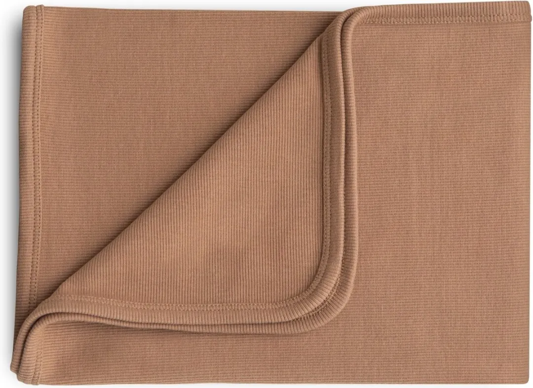 Mushie Wiegdeken Ribbed Tan