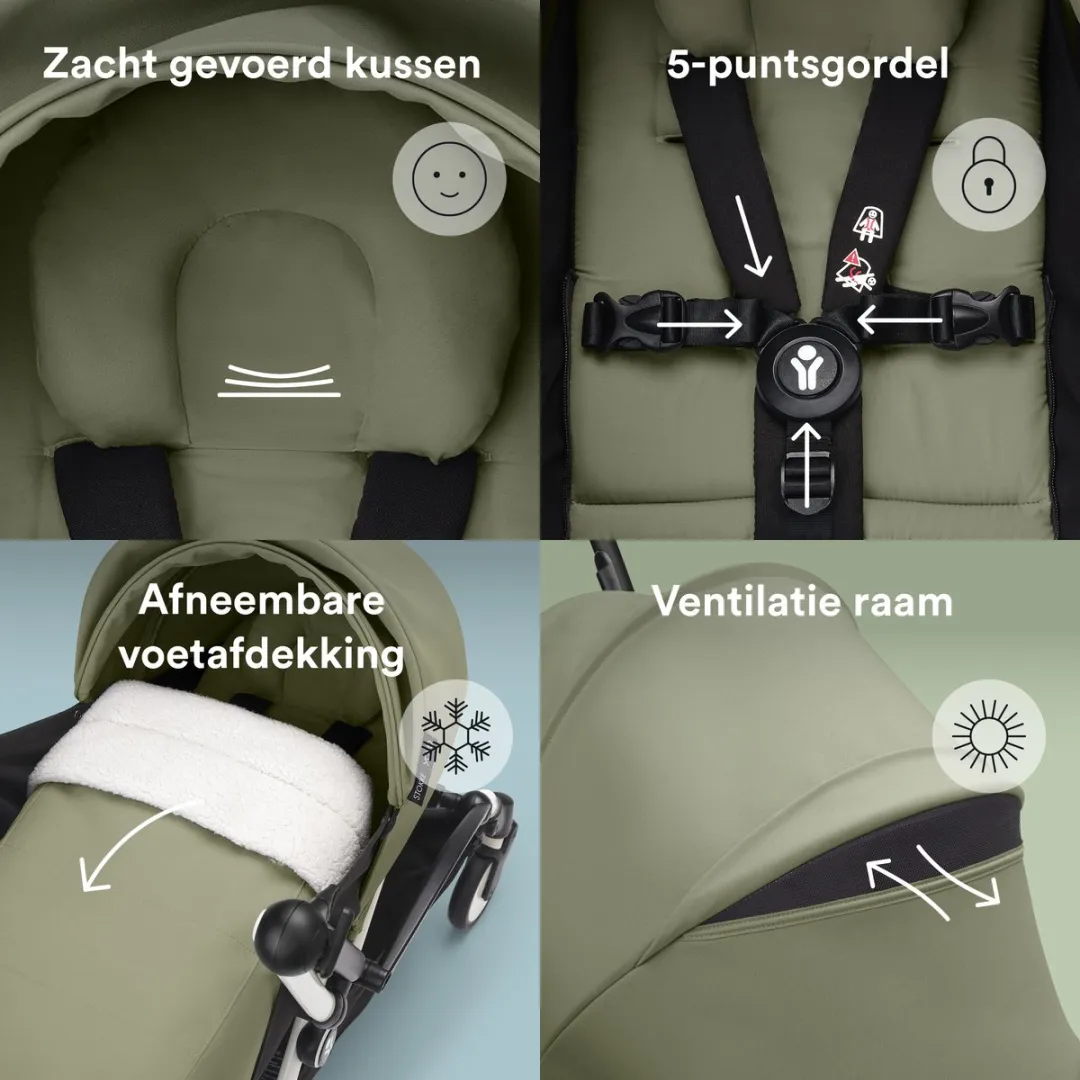 Stokke YOYO 0+ Newborn Pack Olive - Matras & Luifel