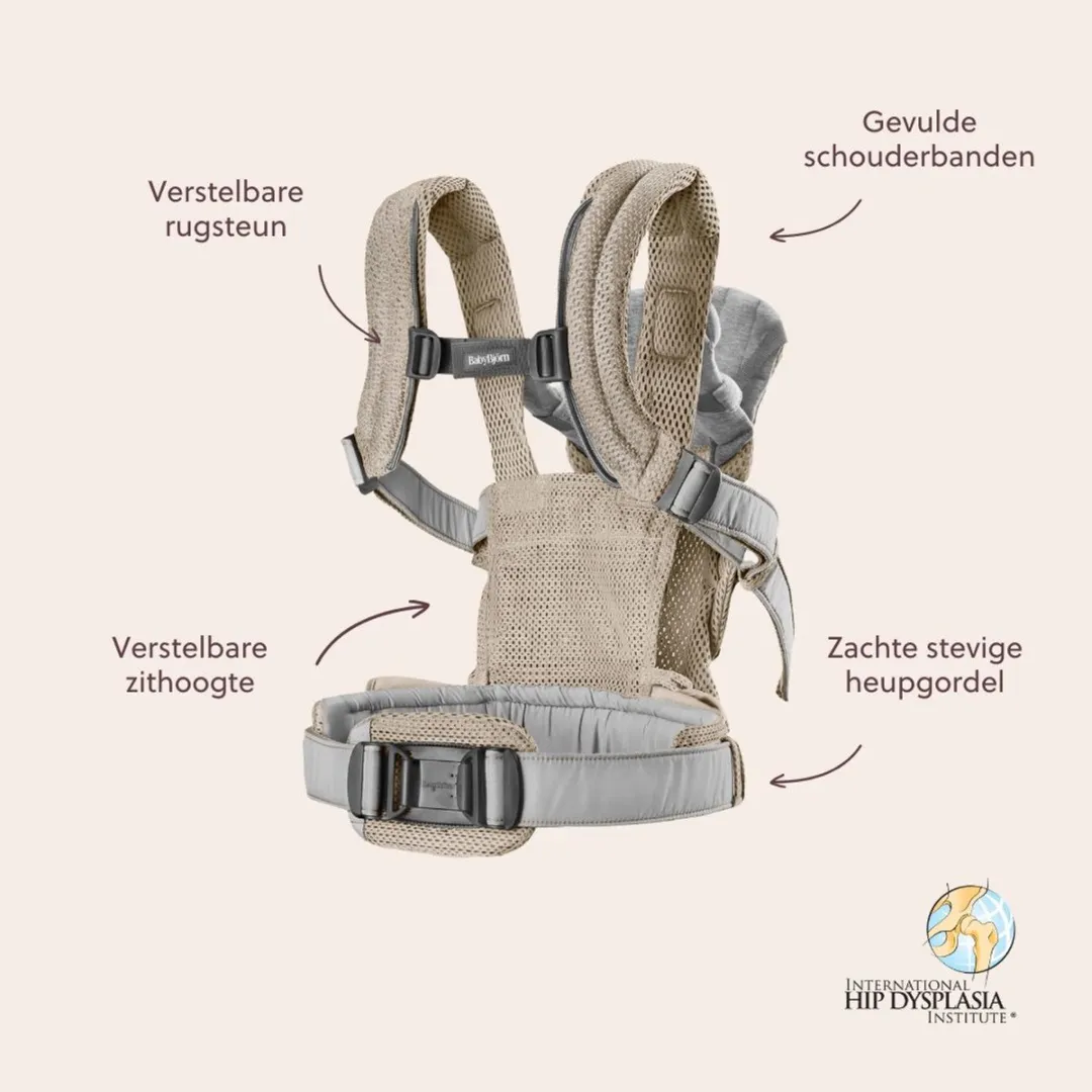 BabyBjörn Draagzak Harmony 3D-mesh - Grijsbeige