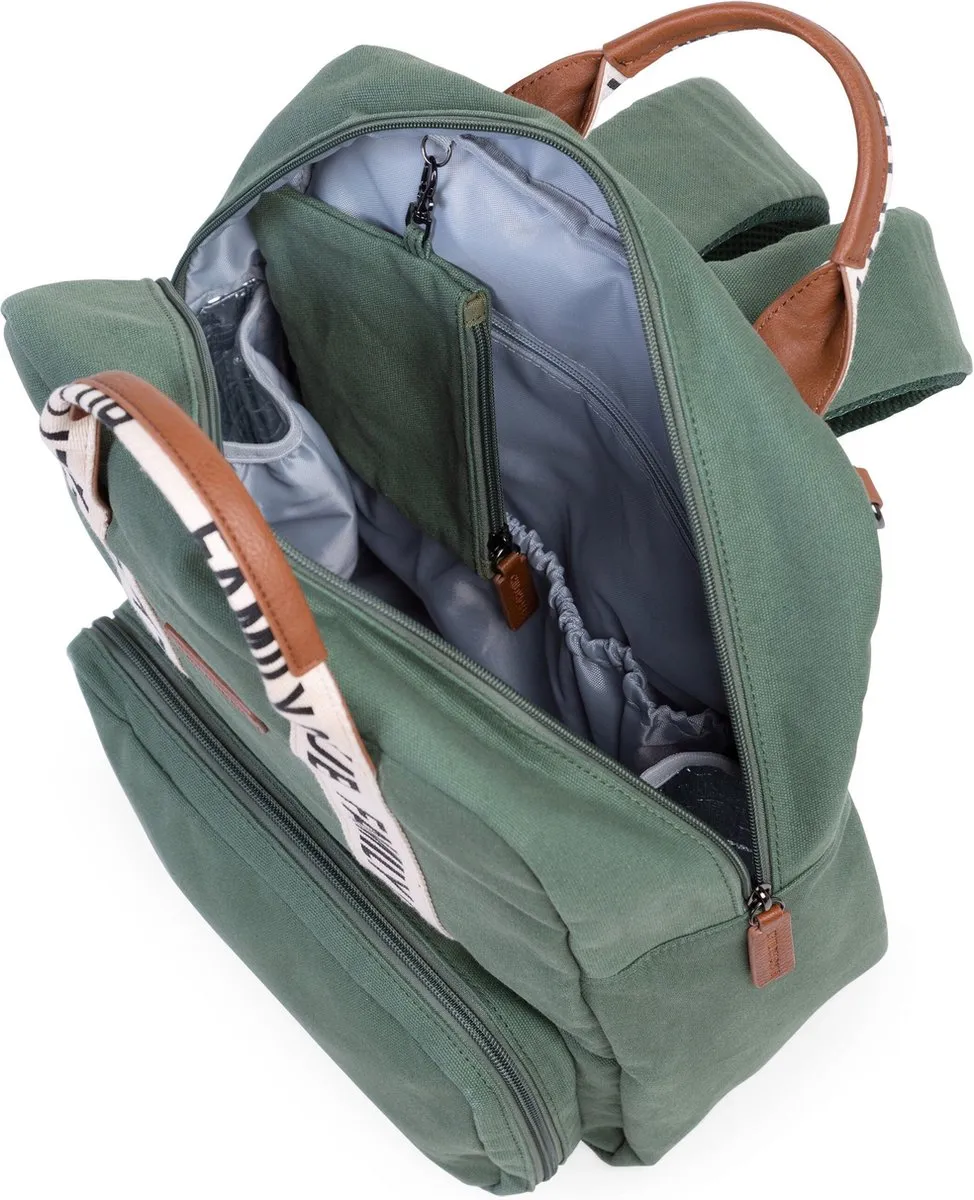 Childhome Family Club Signature Rugzak - Unisex Verzorgingstas - Groen - 30 x 16 x 40 cm - 20,5L
