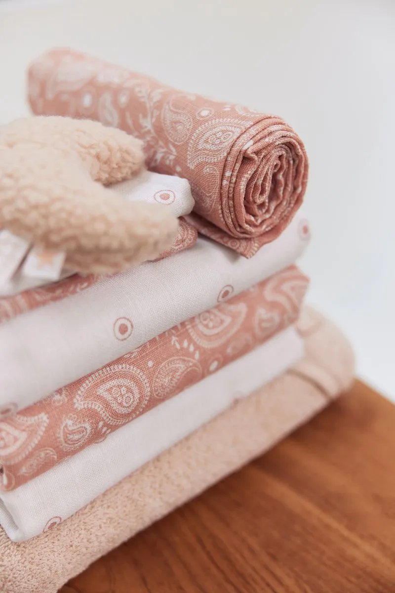 Jollein Hydrofiel Multidoek Small 70x70cm Paisley&Halo - 2 Stuks - Roze