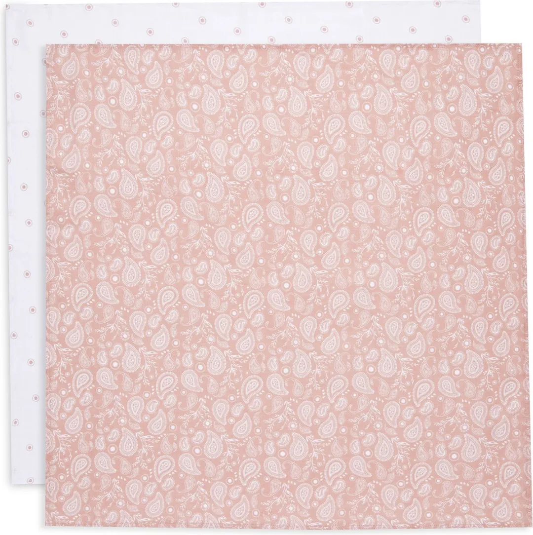 Jollein Hydrofiel Multidoek Small 70x70cm Paisley&Halo - 2 Stuks - Roze