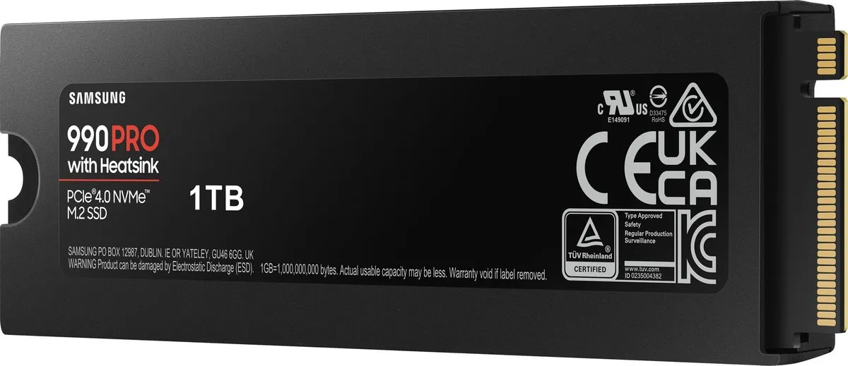 Samsung 990 PRO MZ-V9P1T0CW SSD - 1TB - Heatsink