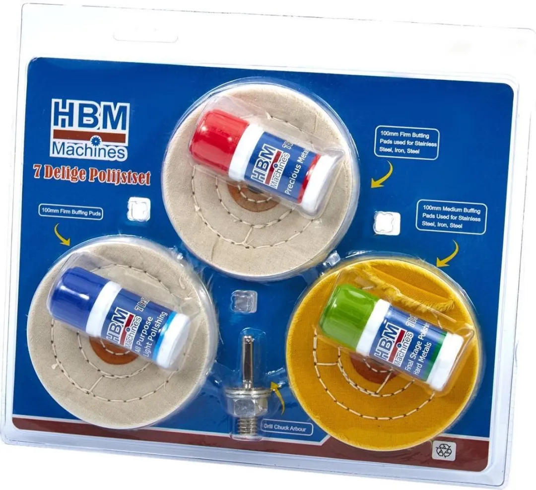 HBM 7-delige Polijstset 100mm - Metaal/Stof