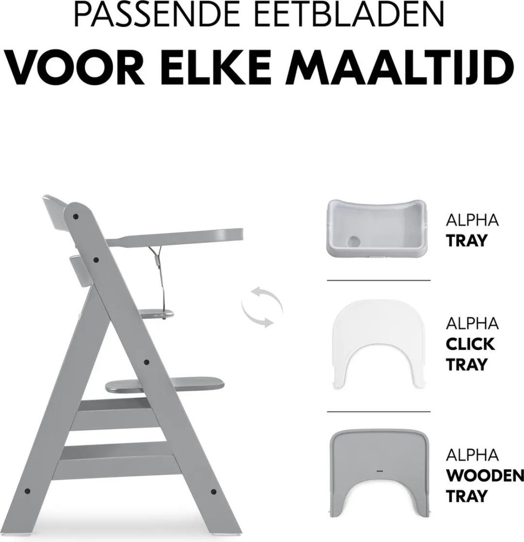 Hauck Alpha+ Kinderstoel - FSC Gecertificeerd Beukenhout - Grijs