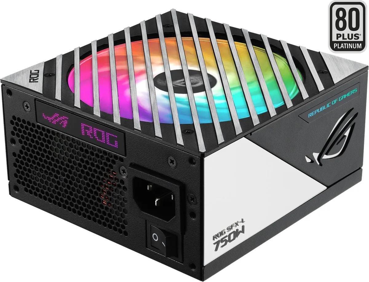ASUS ROG Loki SFX-L 750W Voeding - 80 Plus Platinum - Modulair - Zwart/Zilver