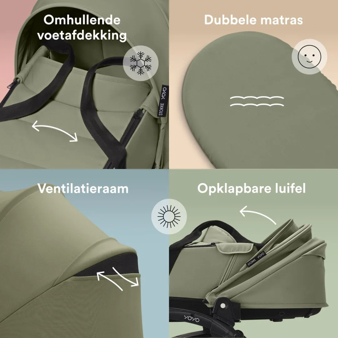 Stokke YOYO Newborn Shell Olive - Inclusief matras & voetenzak