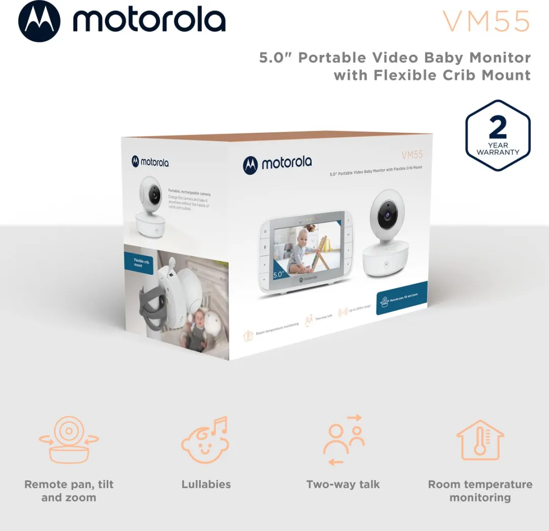Motorola Nursery VM55 Babyfoon met Camera - 5 inch Wit