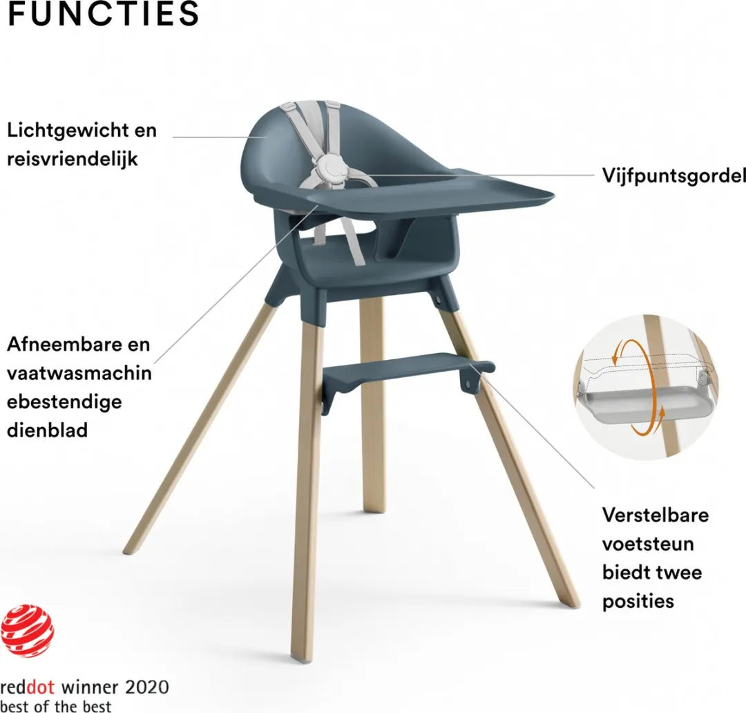 Stokke Clikk Kinderstoel Fjord Blue - Alles-in-één