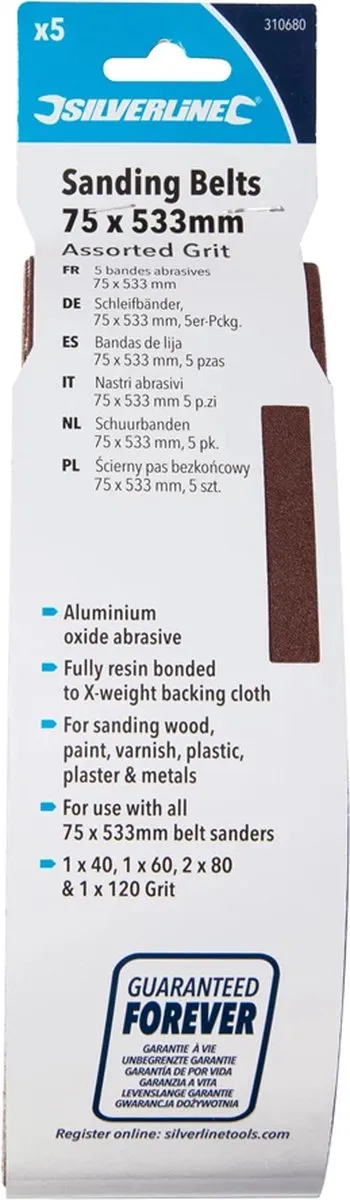 Silverline 310680 Schuurbandenset 5-delig
