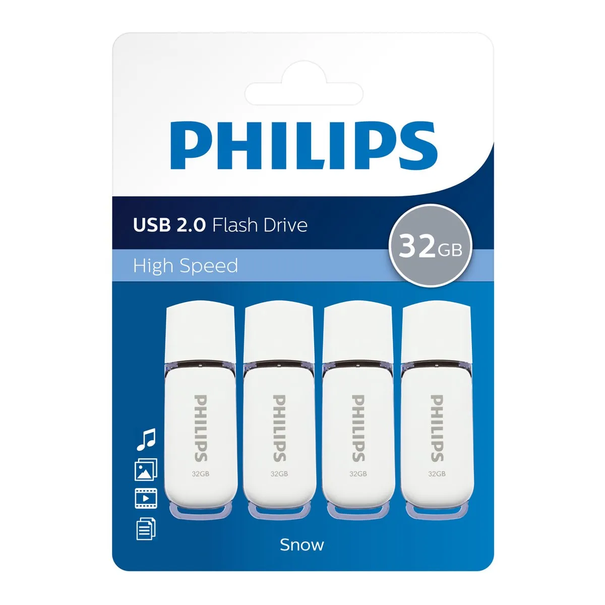 Philips FM32FD70B/40 USB Stick 32GB - 4 Stuks - Wit