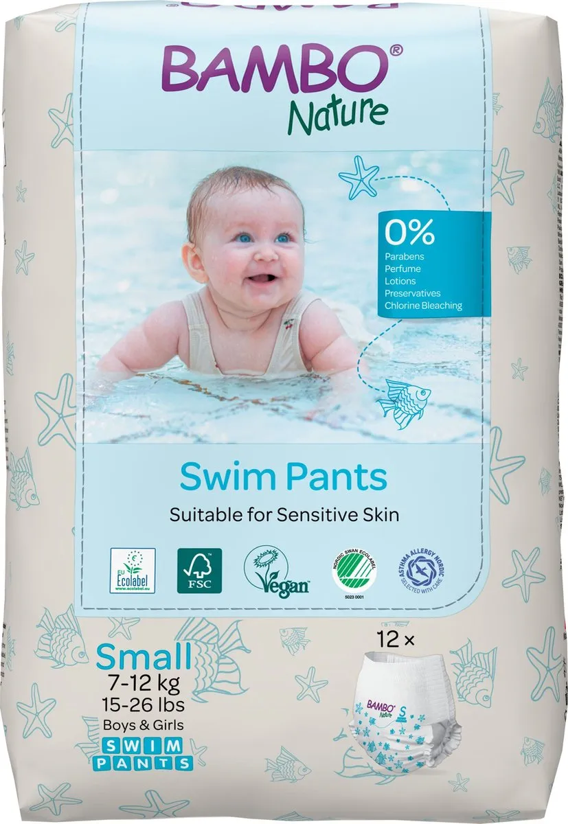 BAMBO Nature Zwemluierbroekjes Small 7-12kg - 12 Stuks
