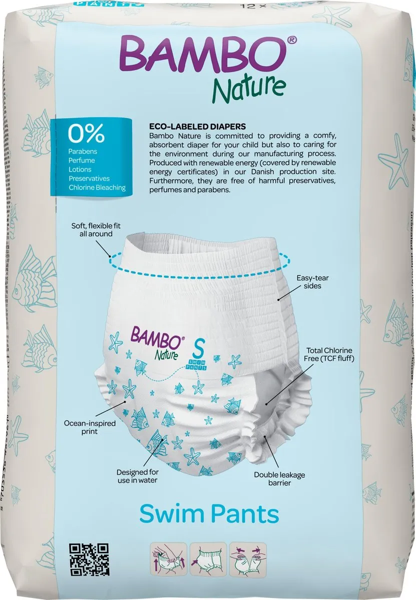BAMBO Nature Zwemluierbroekjes Small 7-12kg - 12 Stuks
