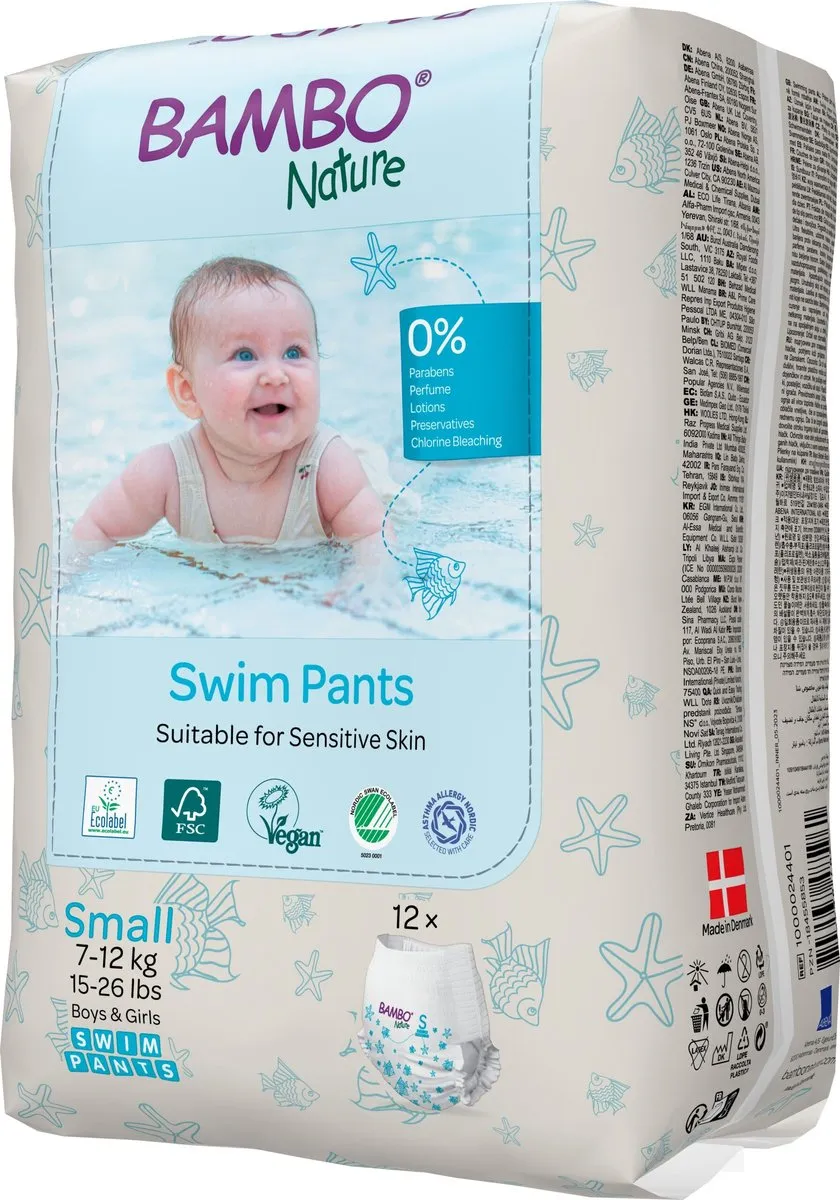BAMBO Nature Zwemluierbroekjes Small 7-12kg - 12 Stuks