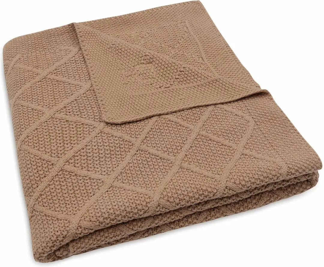 Jollein Deken Ledikant 100x150cm Check Knit Biscuit