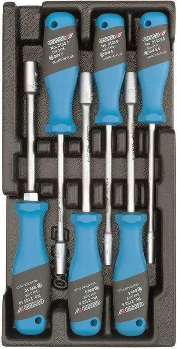 Gedore 1500 ES-2133 Soksleutelset 6-delig - Zwart/Blauw - afbeelding 2 van 2