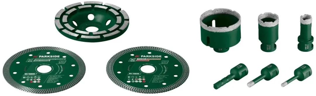 Parkside Tegelgereedschap Set 9-delig - Diamant slijpkom