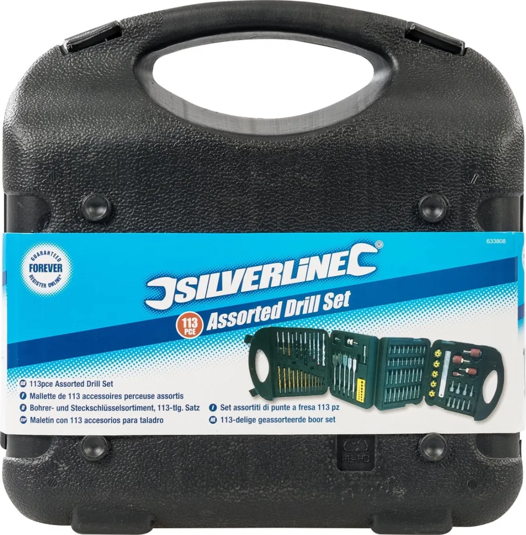 Silverline Geassorteerde Boorset 113-delig - Titanium Coating - o.a. Hout/Beton/Metaal