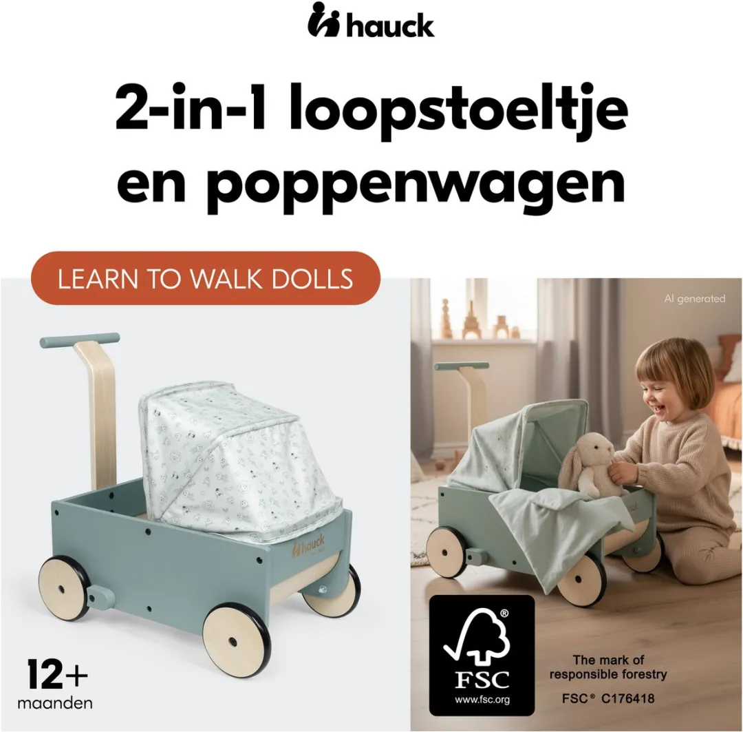 Hauck Learn to Walk Dolls 2-in-1 Loopstoeltje & Poppenwagen
