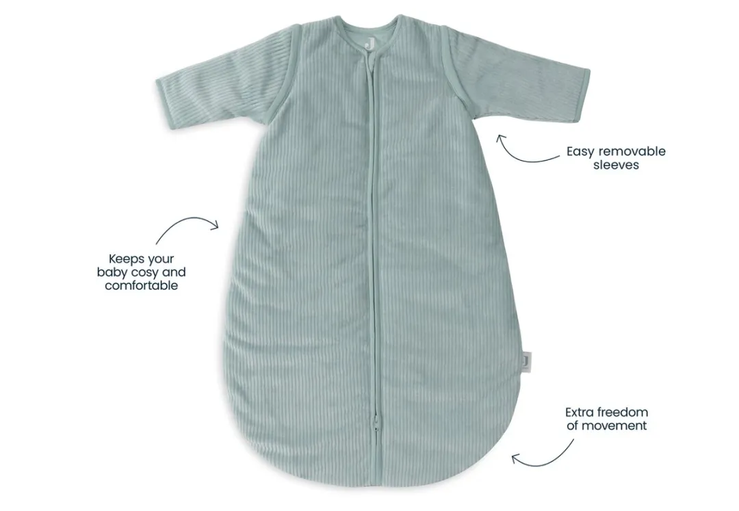 Jollein Baby Slaapzak Winter Rib Sea Green 90cm - Afritsbare mouw
