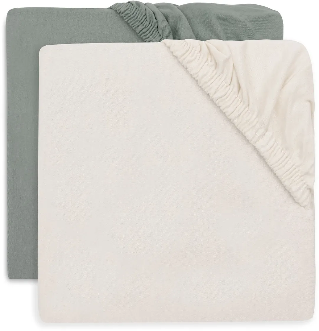 Jollein Hoeslaken Ledikant Jersey 60x120cm Sea Green/Ivory