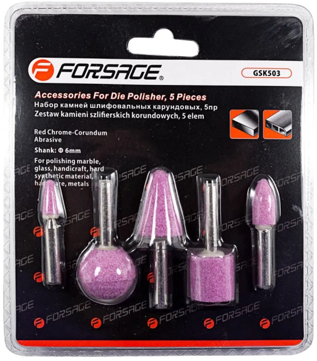 Forsage Slijpstenen Set F-GSK503 5 Stuks - 3 Kegels 1 Cilinder 1 Bol