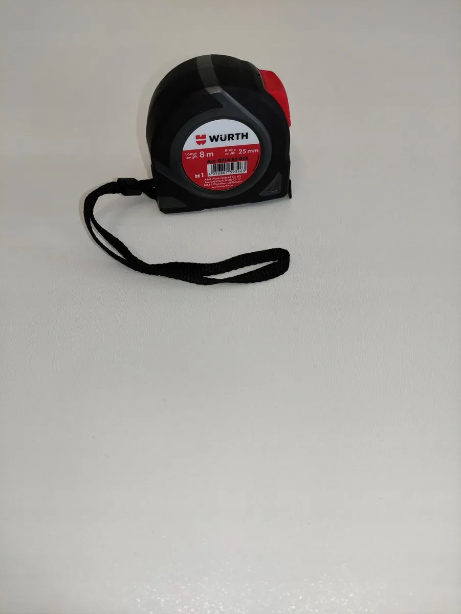 Würth Rolmaat 8m 25mm - Zwart/Rood