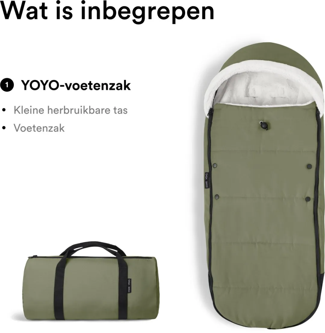 Stokke YOYO Voetenzak Olive - Sherpa-voering