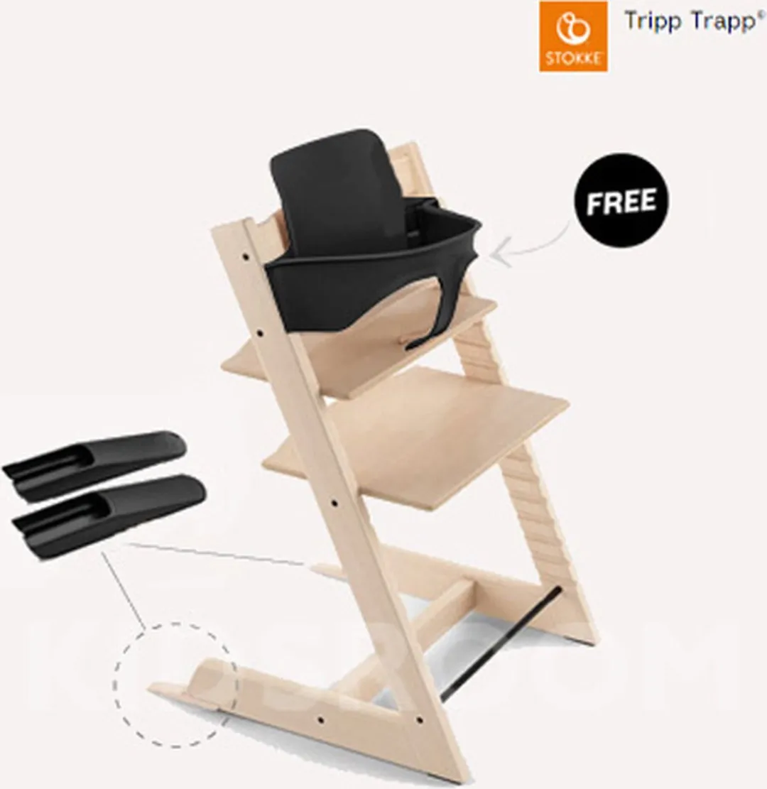 Stokke Tripp Trapp Bundel - Naturel met Newbornset & Babyset Zwart