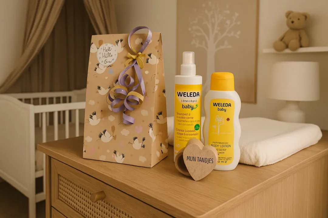 Weleda Baby Cadeauset Verzorging met Tandjesbewaardoos - Grijs/Houtkleur - afbeelding 2 van 2