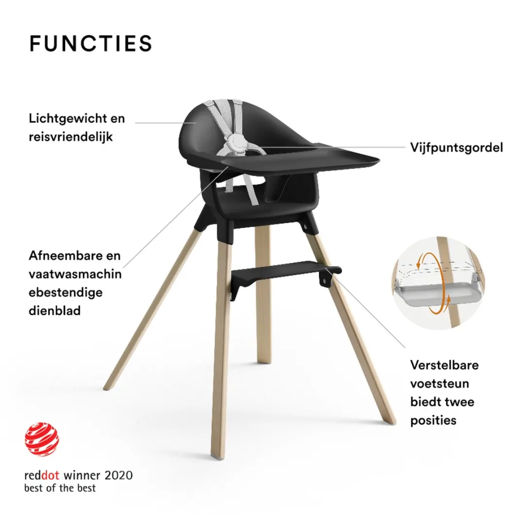 Stokke Clikk Kinderstoel - Zwart/Natuurlijk