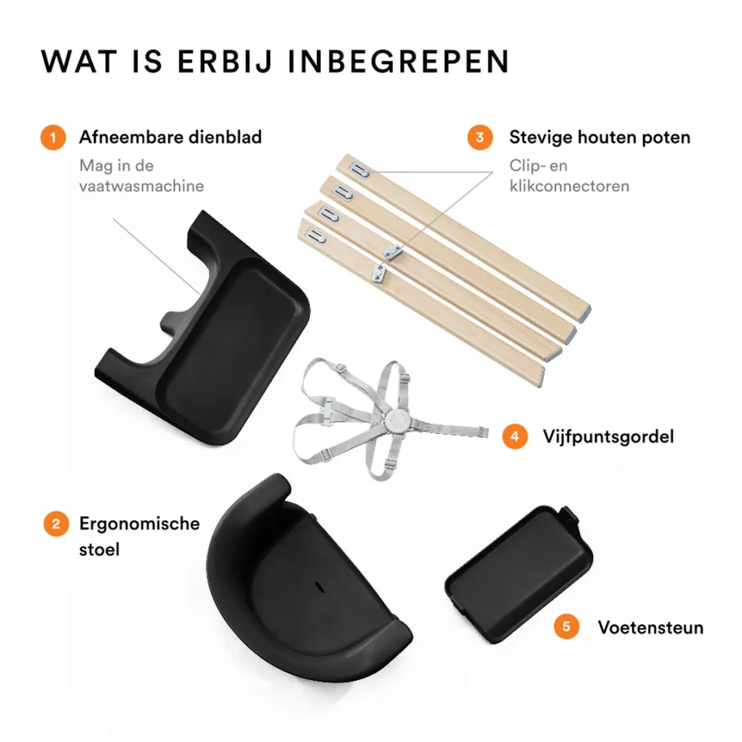 Stokke Clikk Kinderstoel - Zwart/Natuurlijk