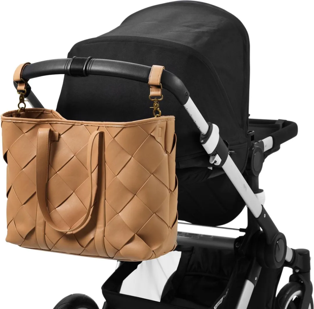 Elodie Braided Tote Luiertas - Caramel Brown