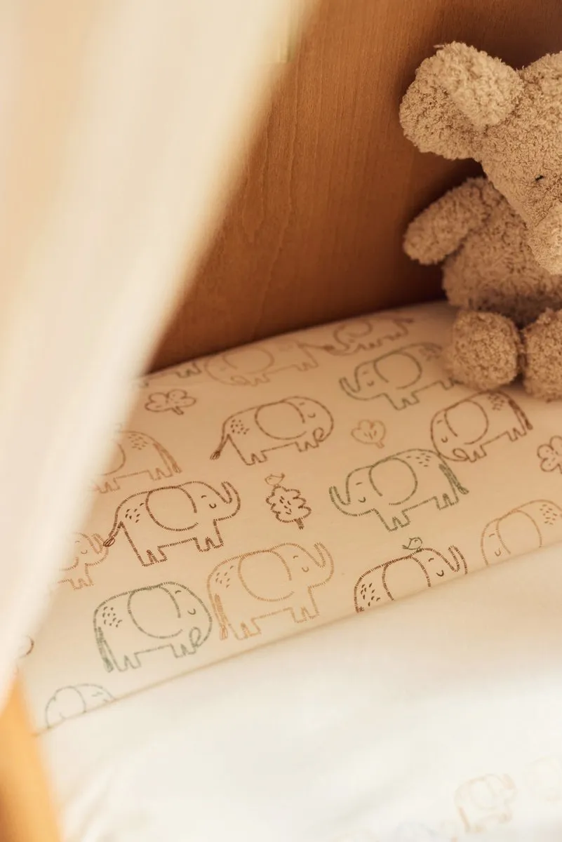 Jollein Hoeslaken Ledikant Jersey Elephant Tales 70/75x140/150cm