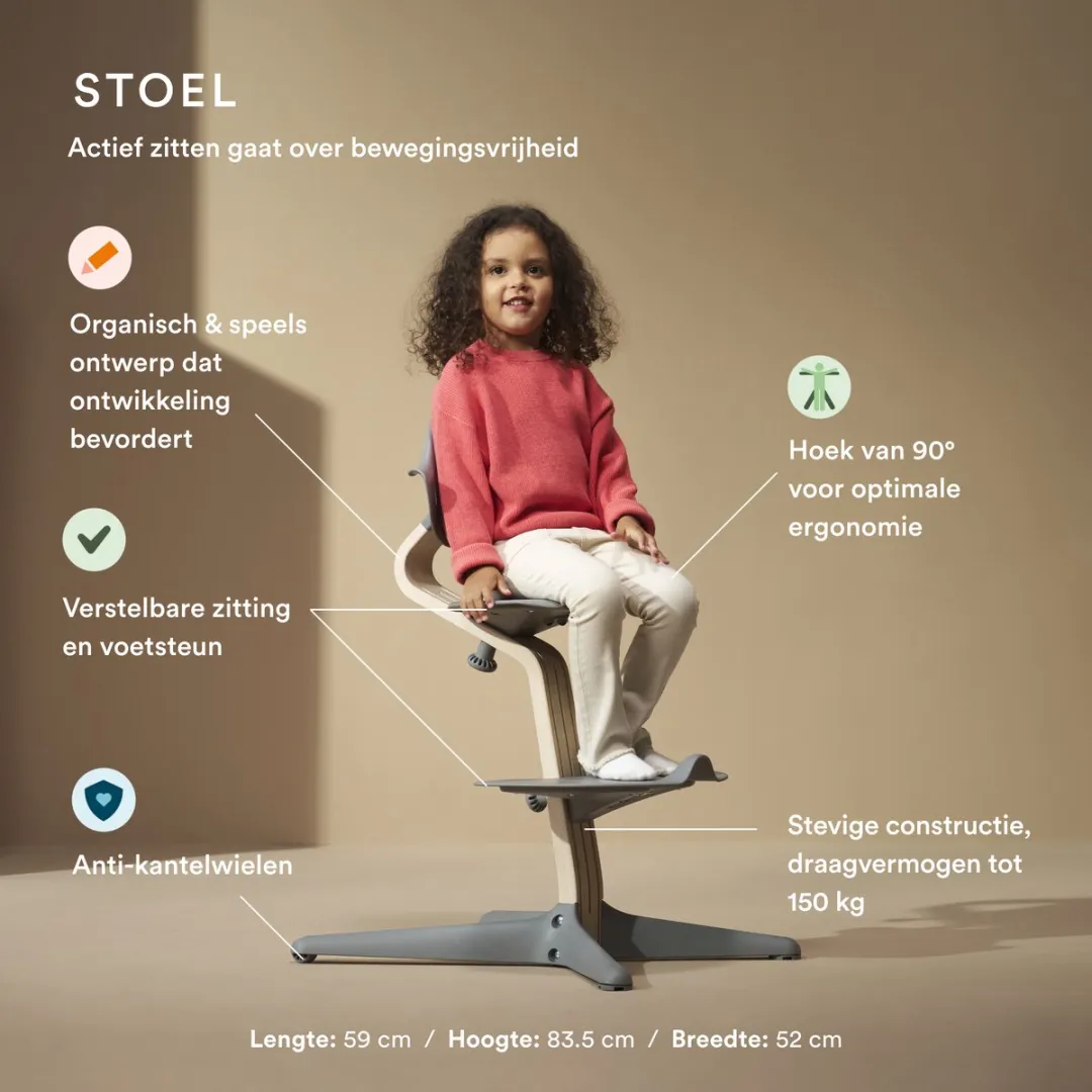 Stokke Nomi Stoel met Newborn Set - 150 kg - Wit/Grijs-Roze