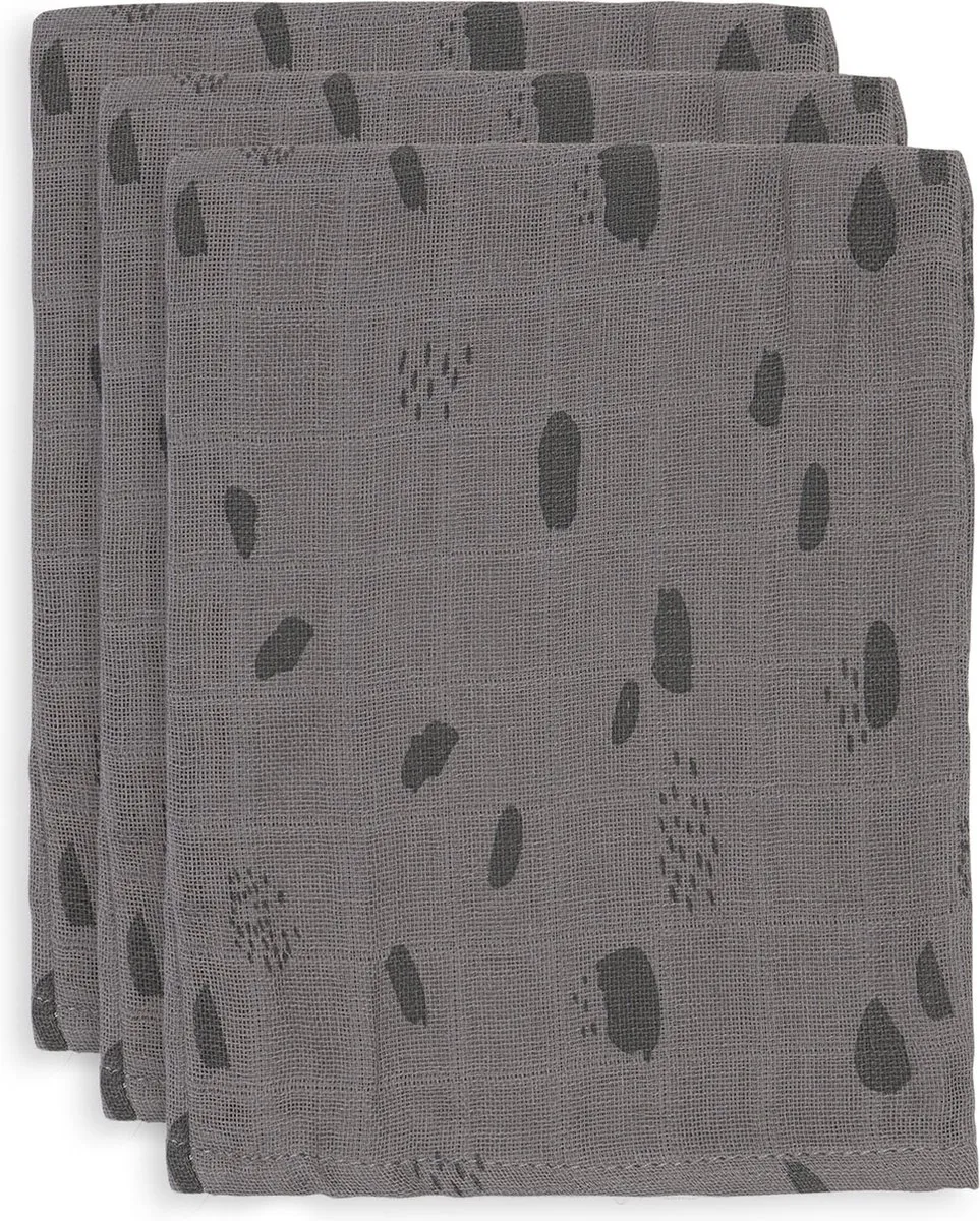 Jollein Hydrofiel Washandje Storm Grey - 3 Stuks