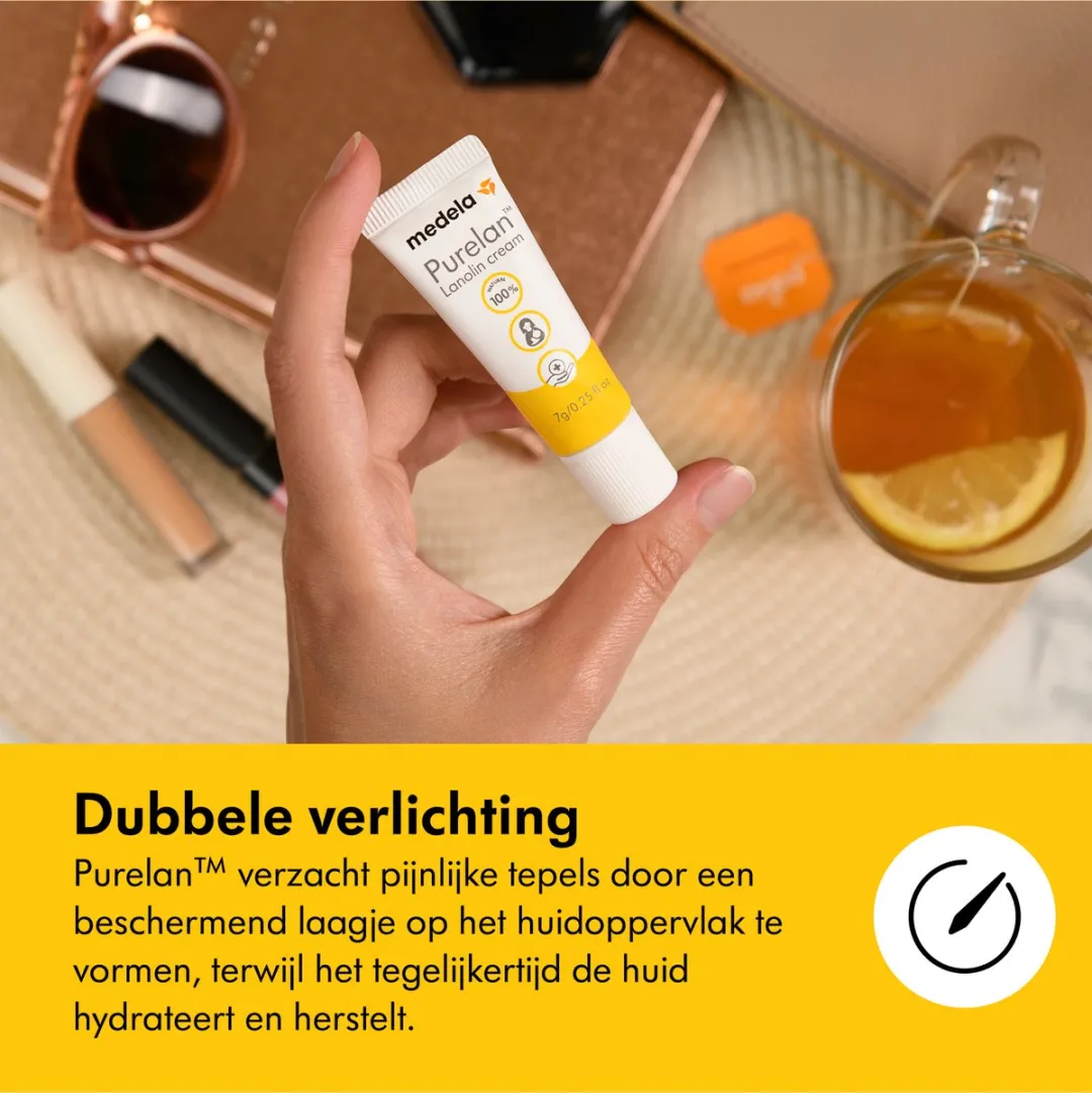 Medela Purelan Tepelzalf - Lanoline tepelcrème - snelle verlichting bij pijnlijke tepels - Tube 7gr