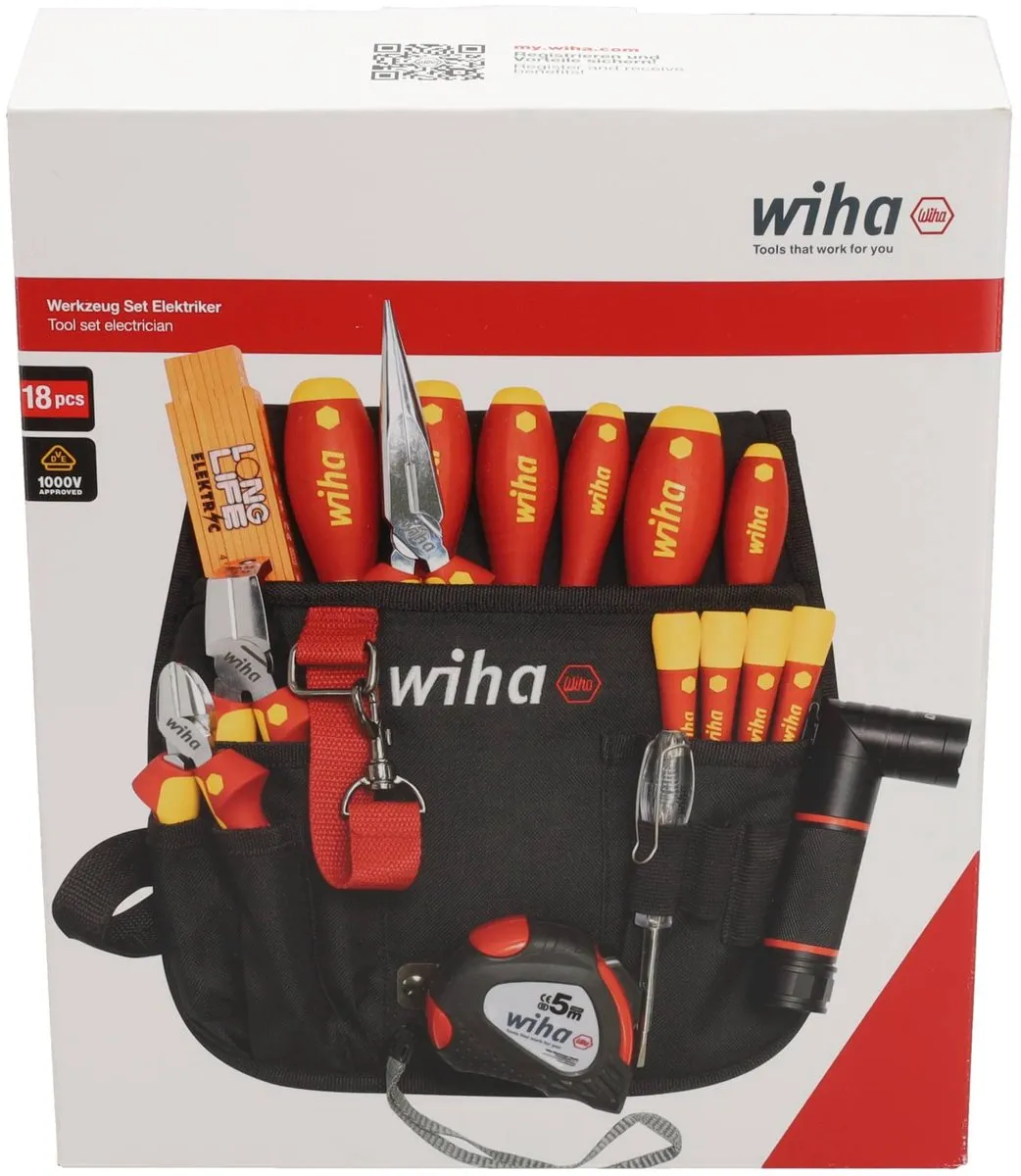Wiha 44574 Gereedschapstas Electricien 18-delig - 250x280x80mm - Zwart/Rood