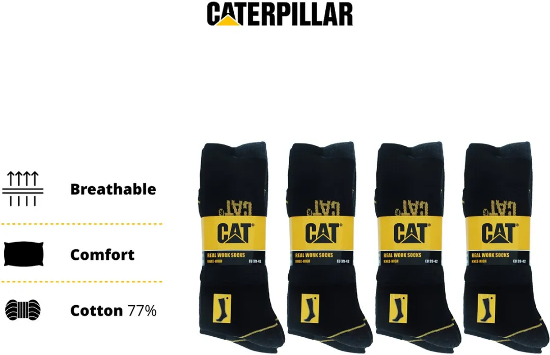 Caterpillar Lange Werksokken Heren 8 Paar - Kniehoogte - Zwart