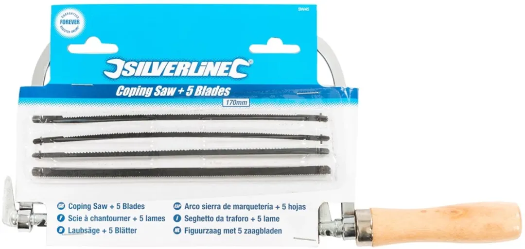 Silverline Figuurzaag - Verstelbare Bladhoek - Inclusief 5 Zaagbladen - 170 mm - Houten Handvat