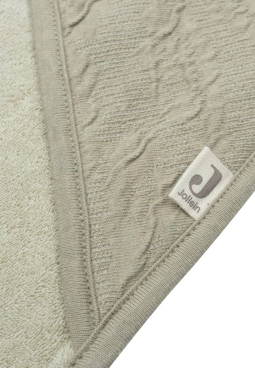 Jollein Badcape 75x75cm - Baby Handdoek met Badcape - Soft Waves Olive Green