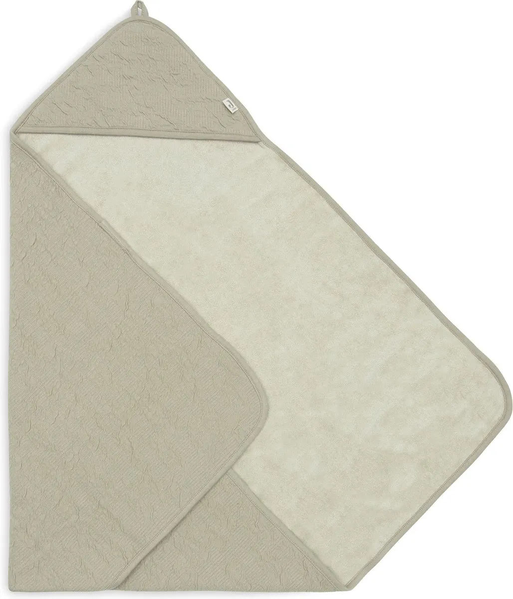 Jollein Badcape 75x75cm - Baby Handdoek met Badcape - Soft Waves Olive Green