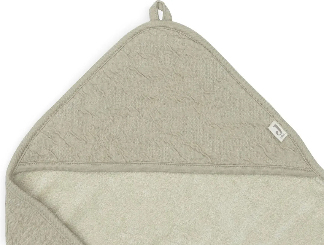 Jollein Badcape 75x75cm - Baby Handdoek met Badcape - Soft Waves Olive Green
