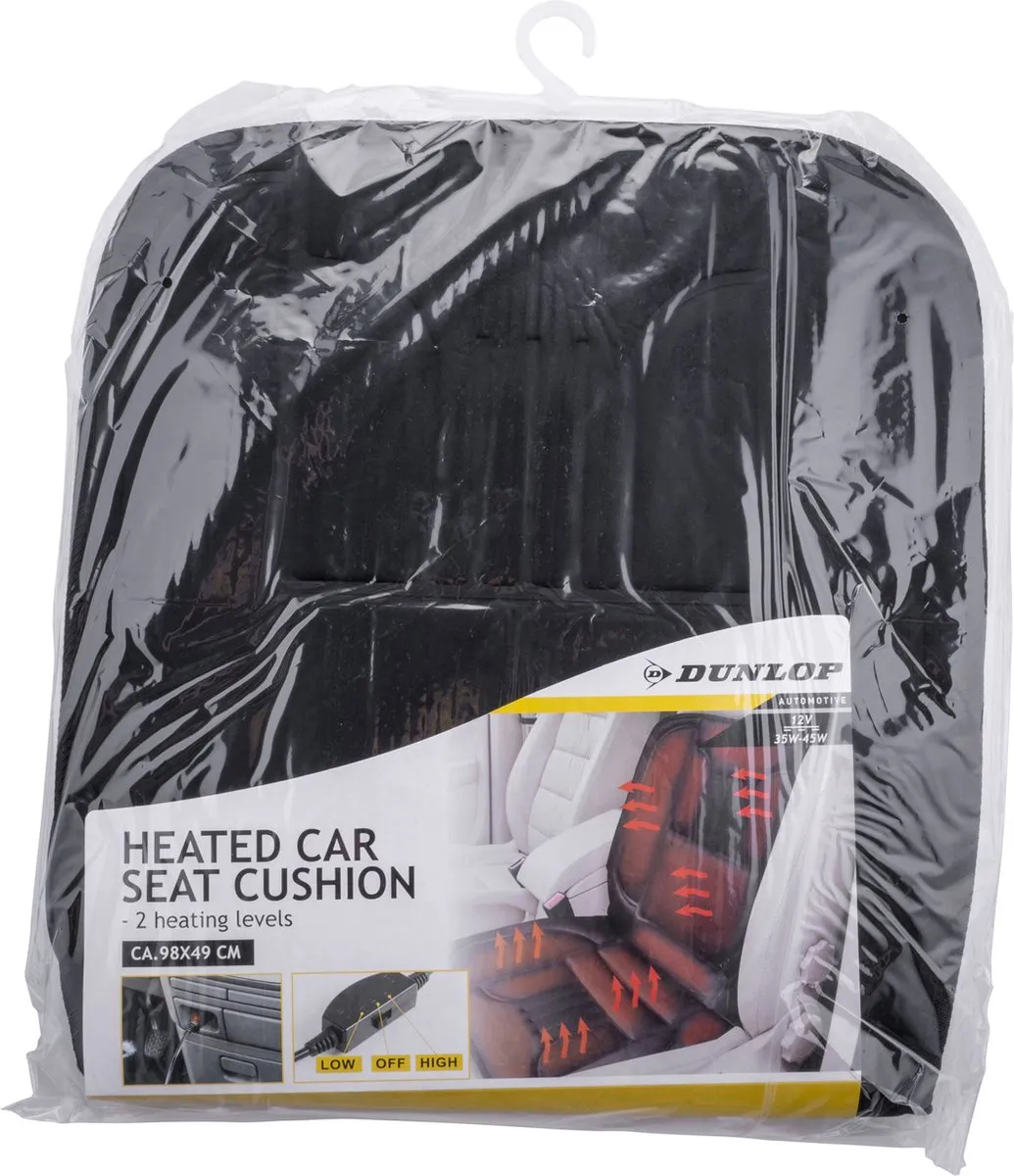 Dunlop Autostoelverwarmer 12V 98x49cm - 45W - Zwart